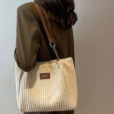 Sanne | Elegante Ribfluwelen Shopper