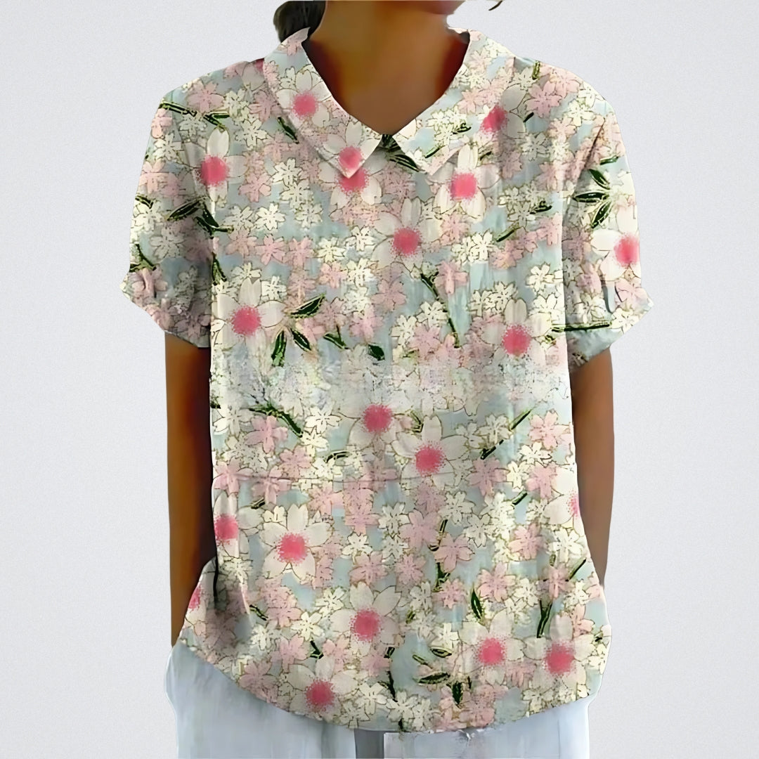 Lina | Bloemen Linnen Blouse
