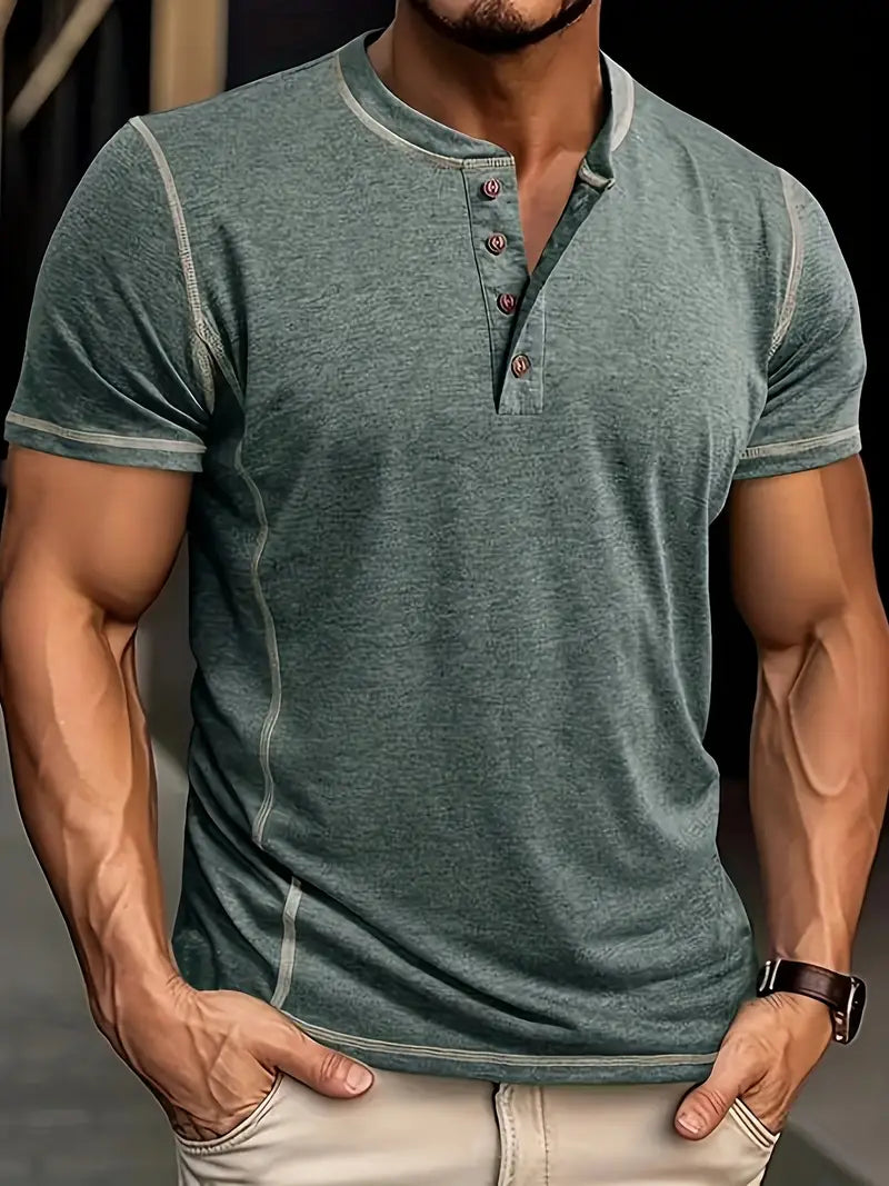 Orazio™ | Korte Mouw T-Shirt met Knopen