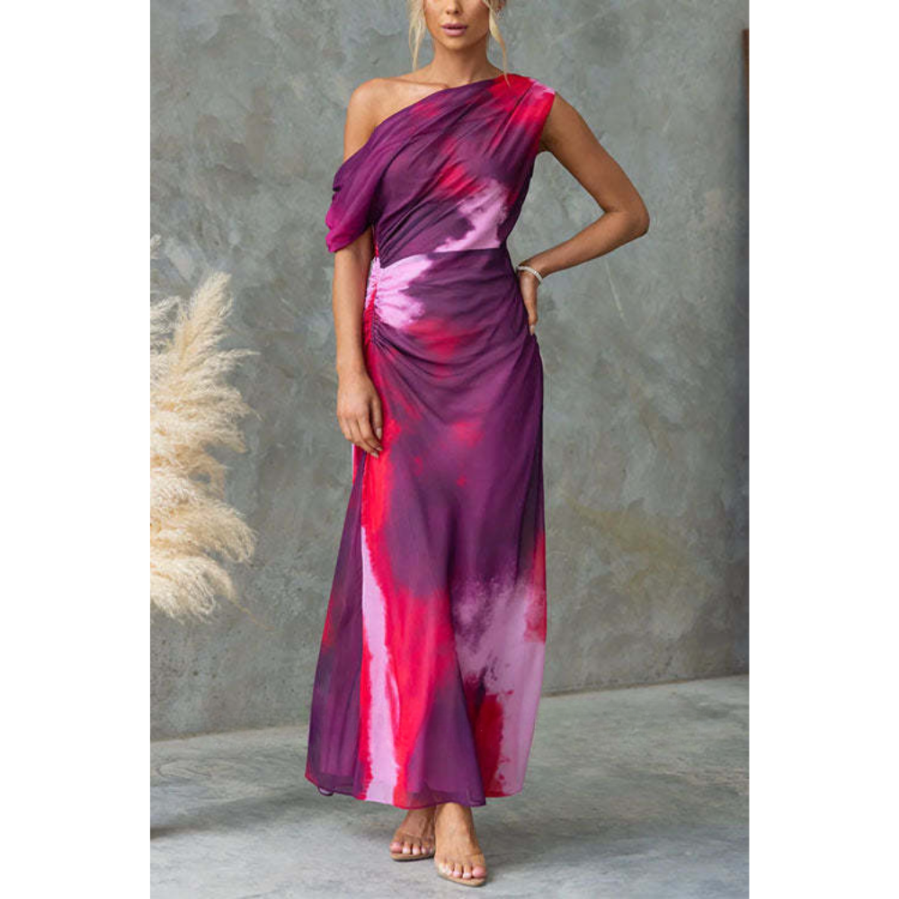 Quirine – One-Shoulder Jurk met Tie-Dye