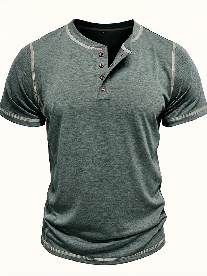 Orazio™ | Korte Mouw T-Shirt met Knopen