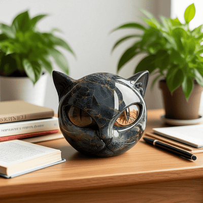 ShadowWhisper™ – Magische Kattenkop Sculptuur