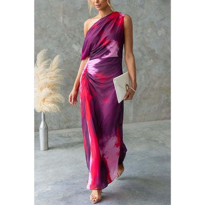 Quirine – One-Shoulder Jurk met Tie-Dye