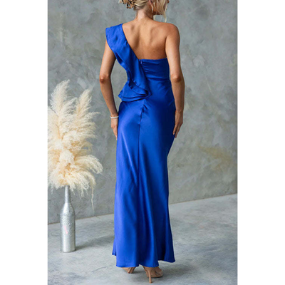 Wies – Maxi Jurk met Volant en One-Shoulder