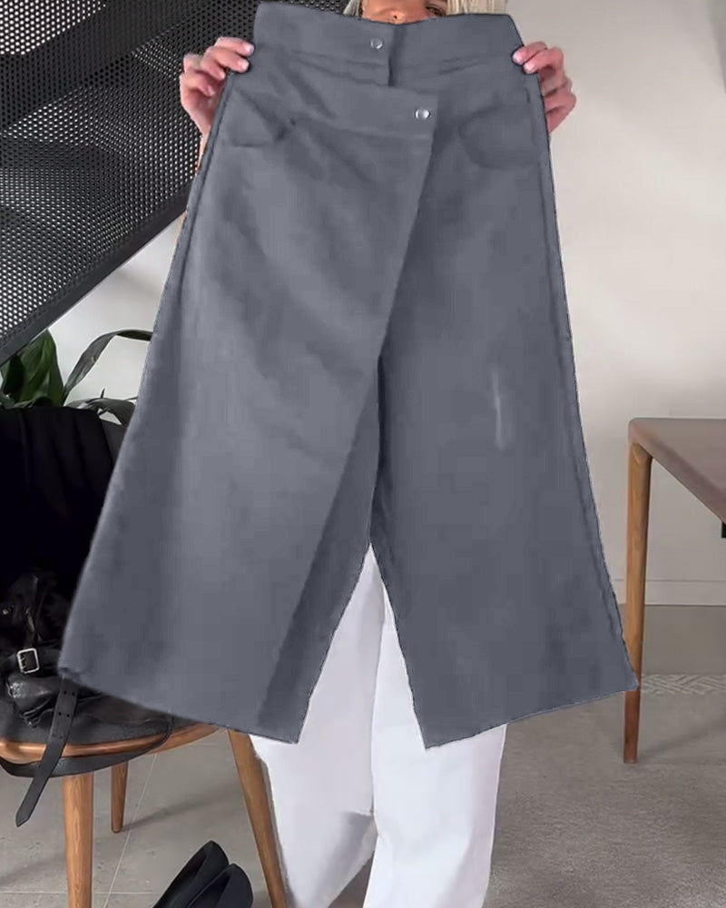 Schneider® | Eénkleurige asymmetrische casual broek