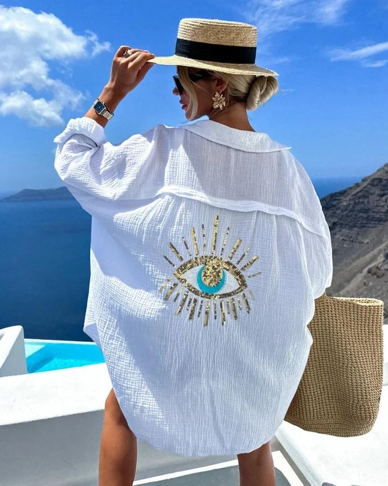 Luna – Casual shirt met lovertjes en parels