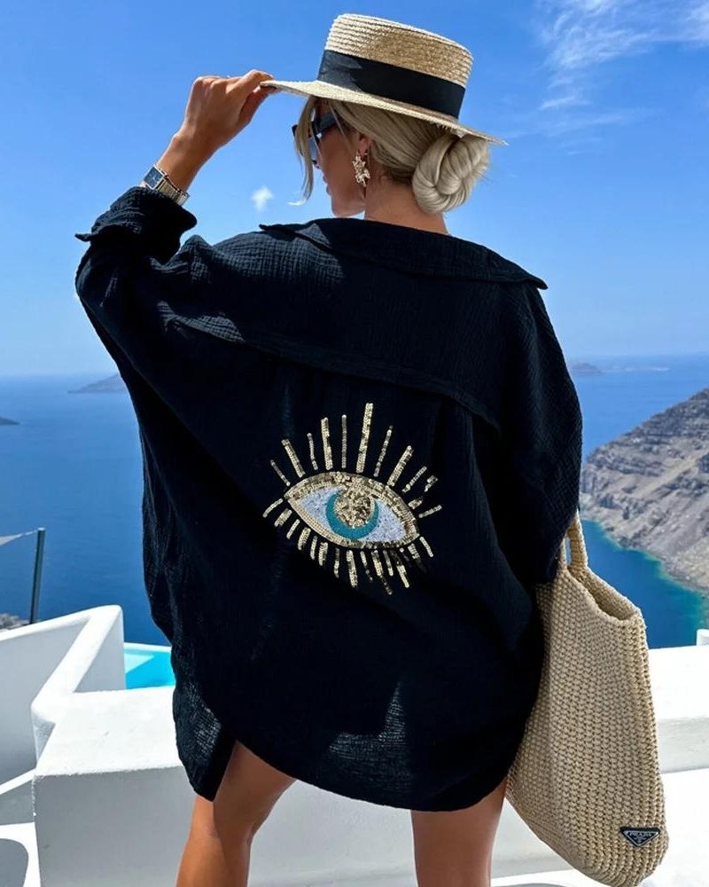 Luna – Casual shirt met lovertjes en parels