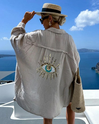 Luna – Casual shirt met lovertjes en parels