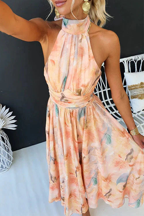 Petra – Halter Maxi Jurk met Open Rug