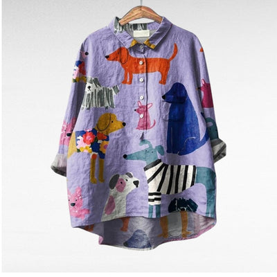 ElvaMode | Exclusieve Damesblouse met Hondenprint