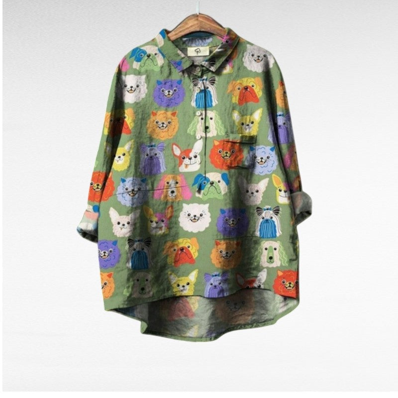 ElvaMode | Exclusieve Damesblouse met Hondenprint