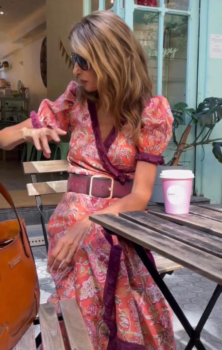 Elske - Roze Maxi Jurk met Korte Mouwen