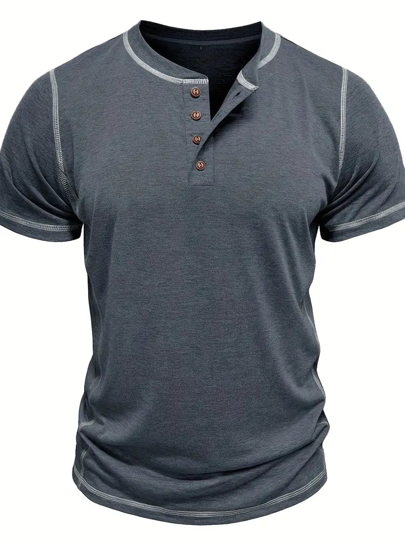 Orazio™ | Korte Mouw T-Shirt met Knopen