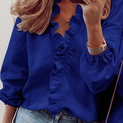 Sanne – Geruffelde V-Hals Blouse