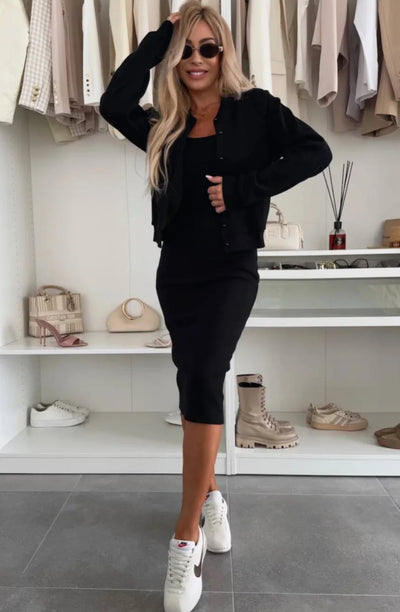 Mirte™ | Ribbeltjes kleed & Bomberjack