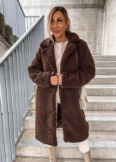 Axelle™ | Lange mantel met brede kraag en knopen