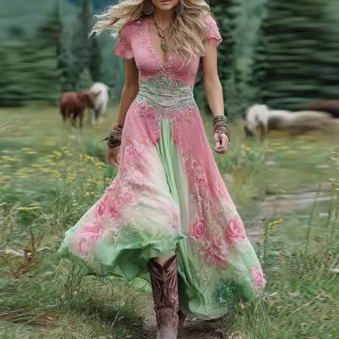 Alicja™ | Jurk met bloemenborduurwerk