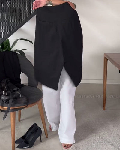 Schneider® | Eénkleurige asymmetrische casual broek