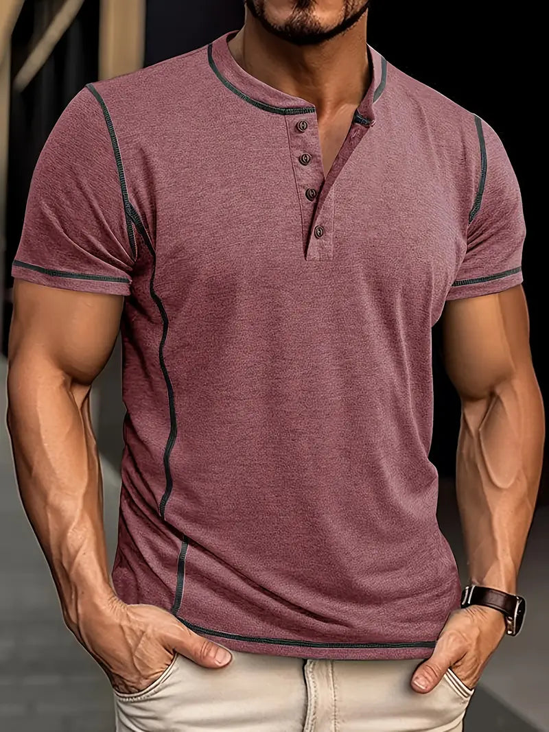 Orazio™ | Korte Mouw T-Shirt met Knopen