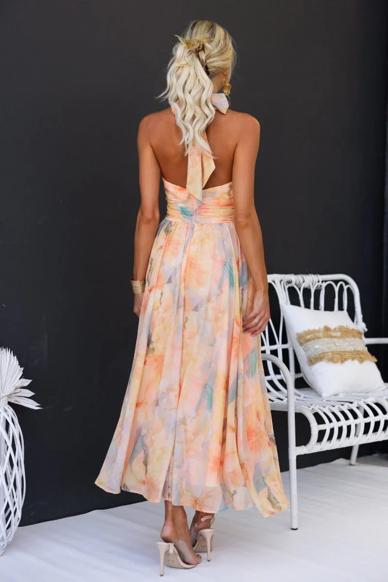 Wietske | Maxi-jurk met Aquarelprint